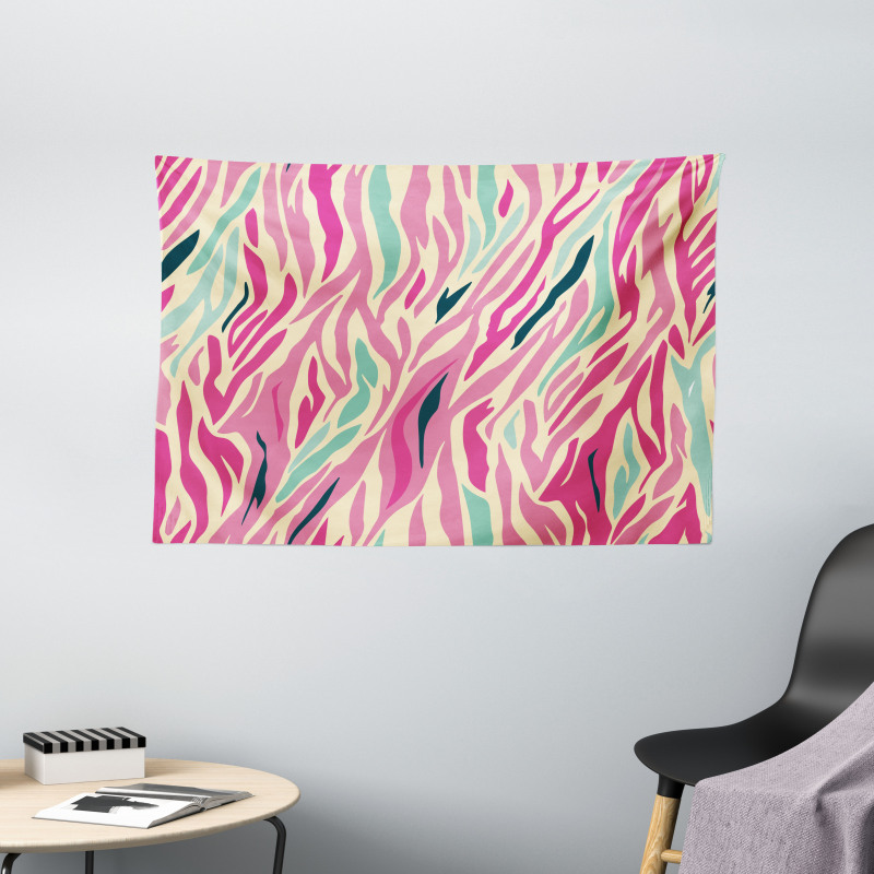 Funky Pastel Stripes Wide Tapestry