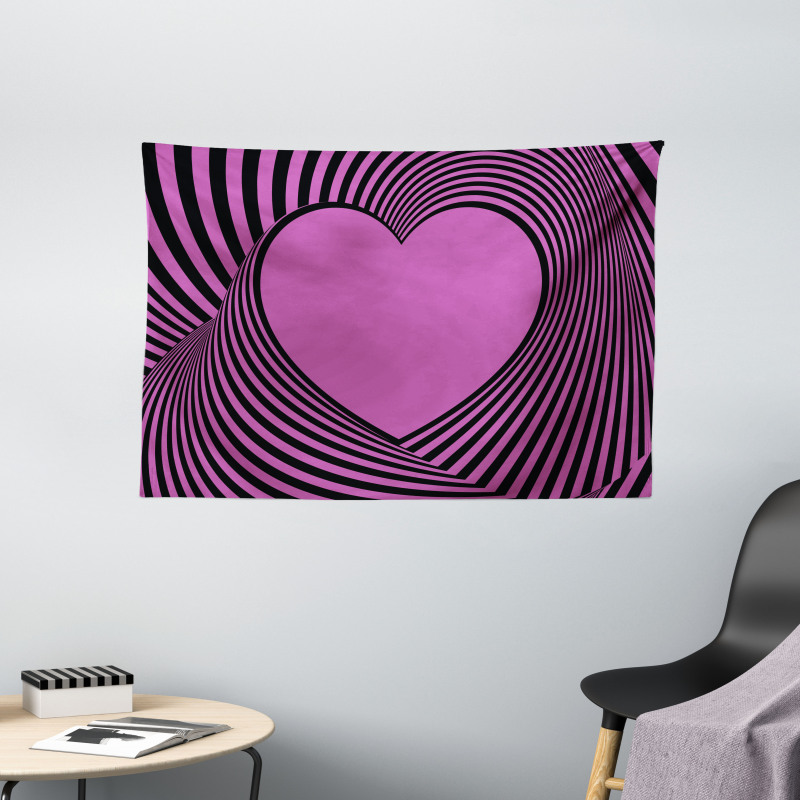 Heart Shape Lines Wide Tapestry