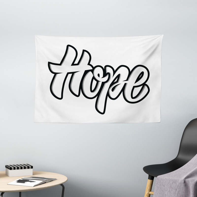 Hand Drawn Uplifting Words Wide Tapestry