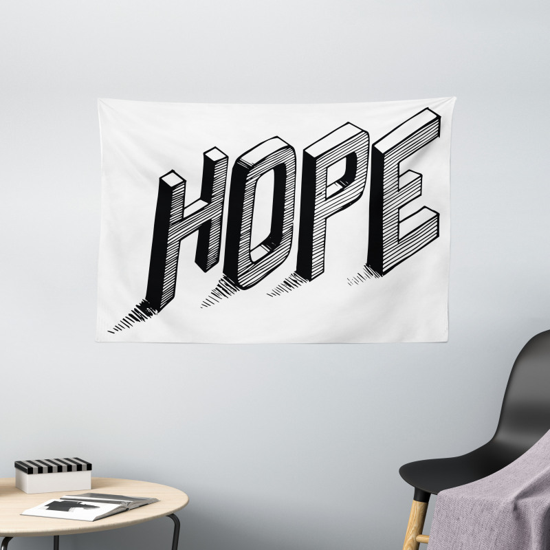 Sketch Letters with Lines Wide Tapestry