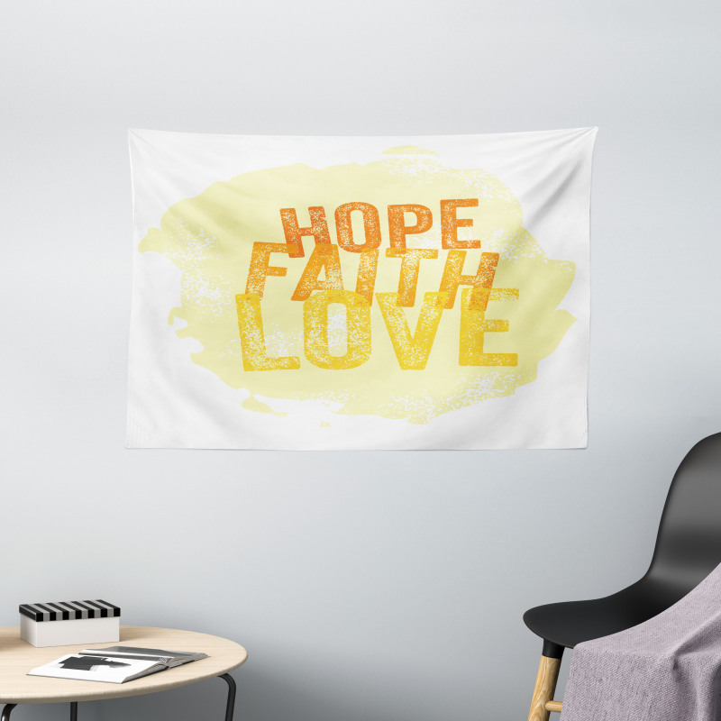 Grunge Faith and Love Wide Tapestry