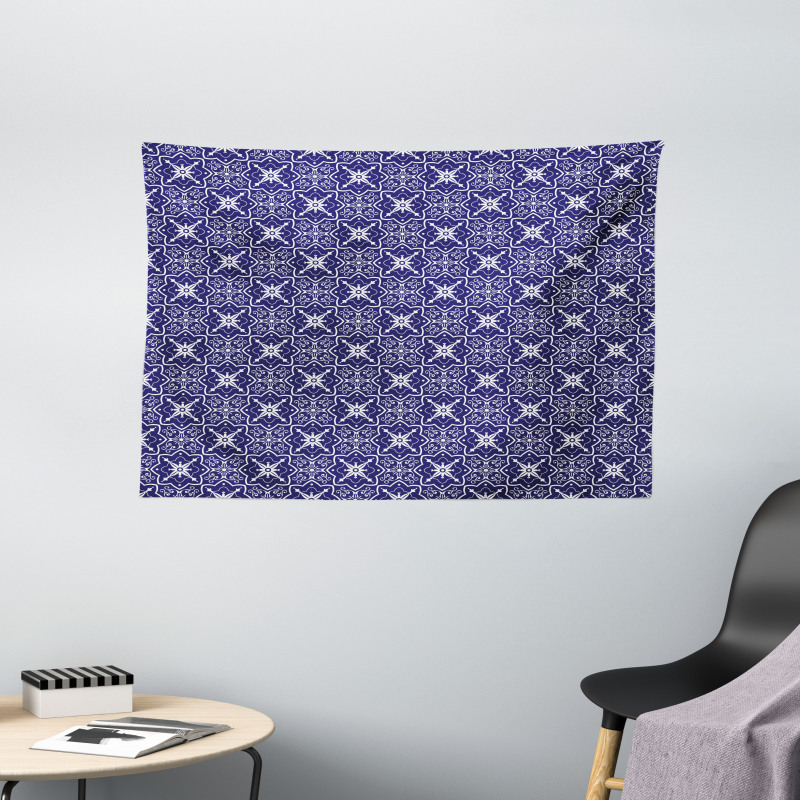 Ornate Floral Swirls Wide Tapestry