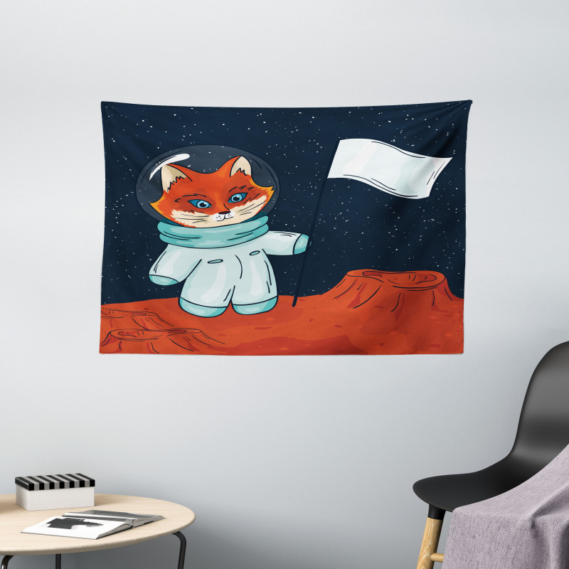Fox Cosmonaut Space Wide Tapestry