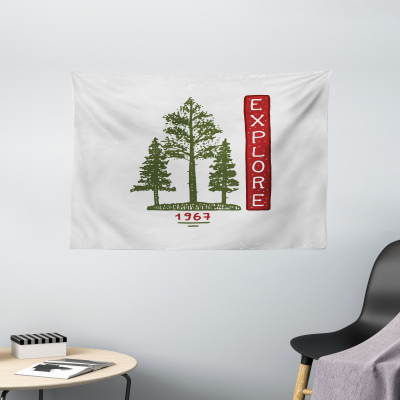 Coniferous Tree Sketch Wide Tapestry