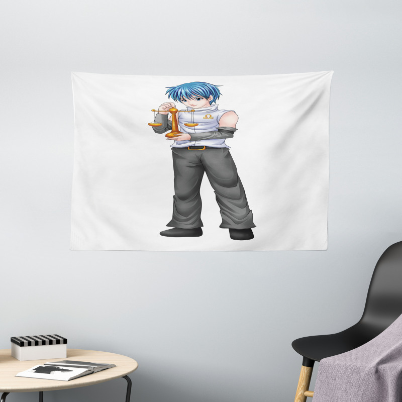 Zodiac Libra Boy Wide Tapestry