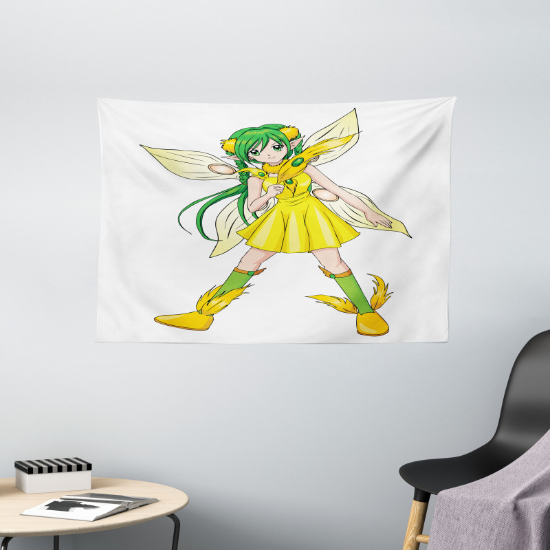 Fantasy Manga Fairy Girl Wide Tapestry