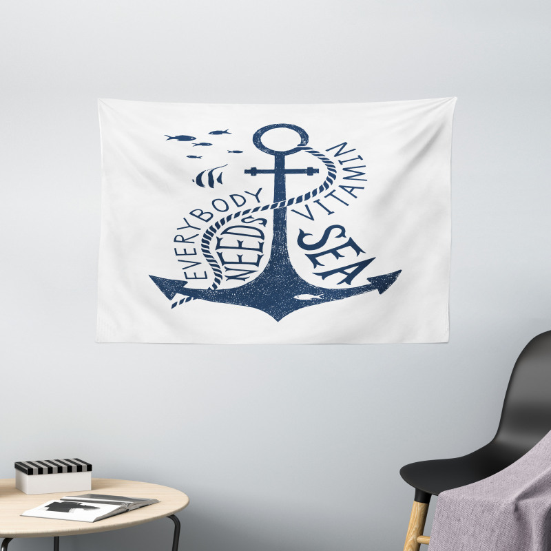 Sea Words Monochrome Wide Tapestry