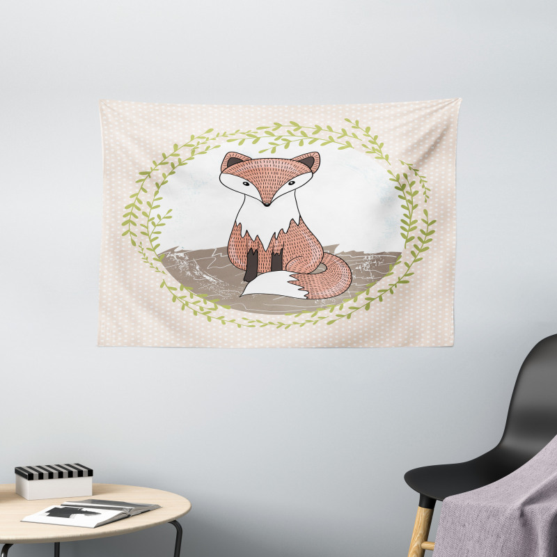 Forest Animal Polka Dots Wide Tapestry