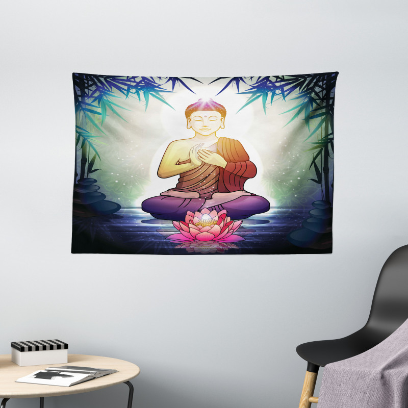 Asian Boho Timeless Form Wide Tapestry