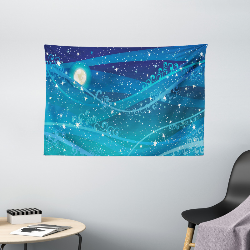 Full Moon Open Sky Wide Tapestry