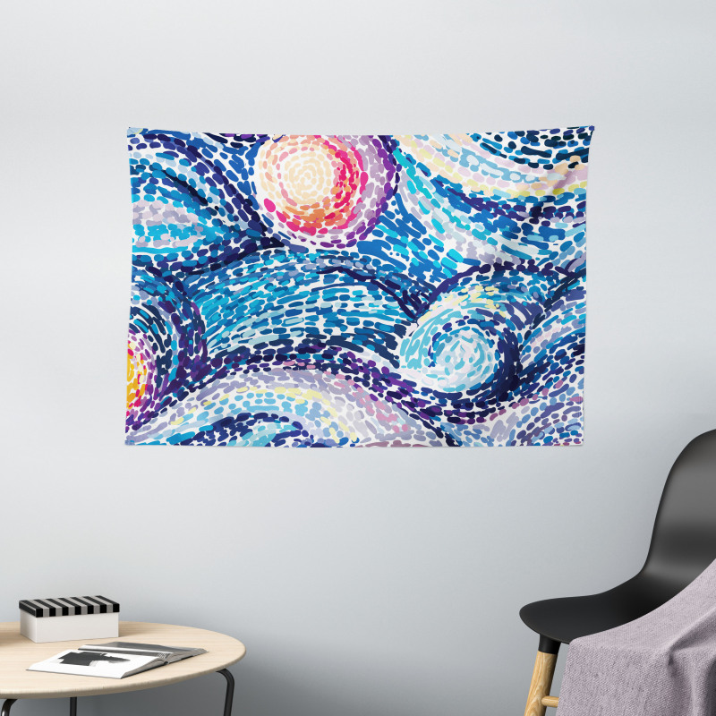 Doodle Wavy Lines Wide Tapestry