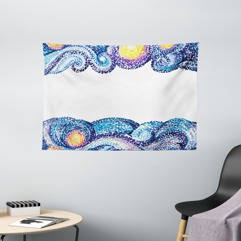 Watercolor Wave Wide Tapestry