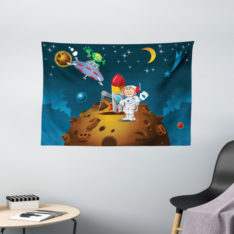 Human Alien Friends Wide Tapestry