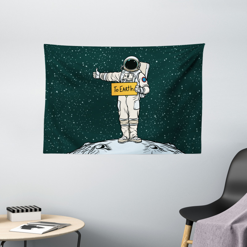 Hitchhiking Astronaut Wide Tapestry