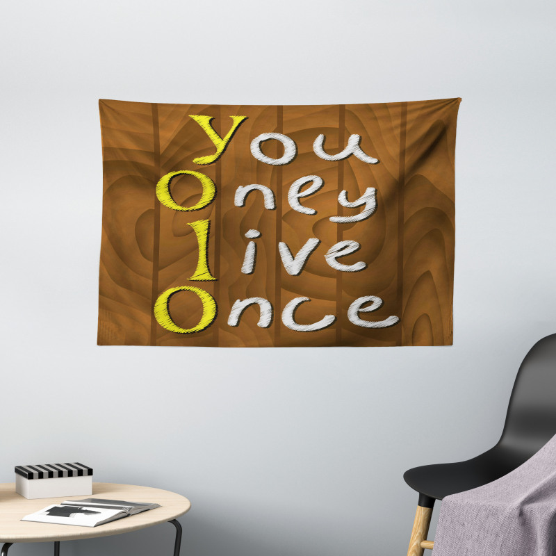 Wooden Rustic Board Words Wide Tapestry