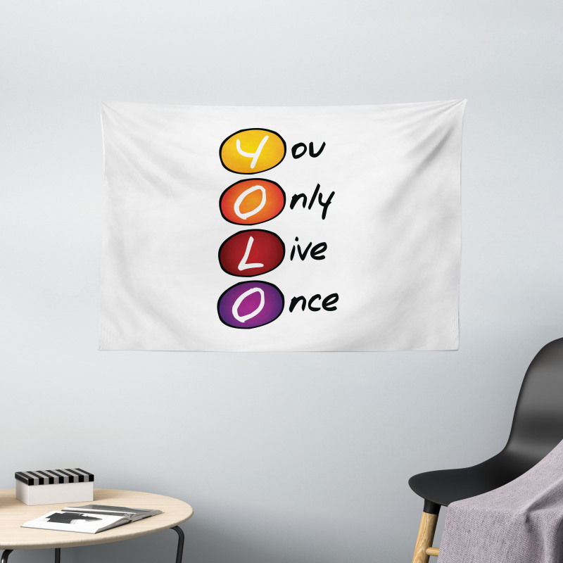 Colorful Circles Acronym Wide Tapestry