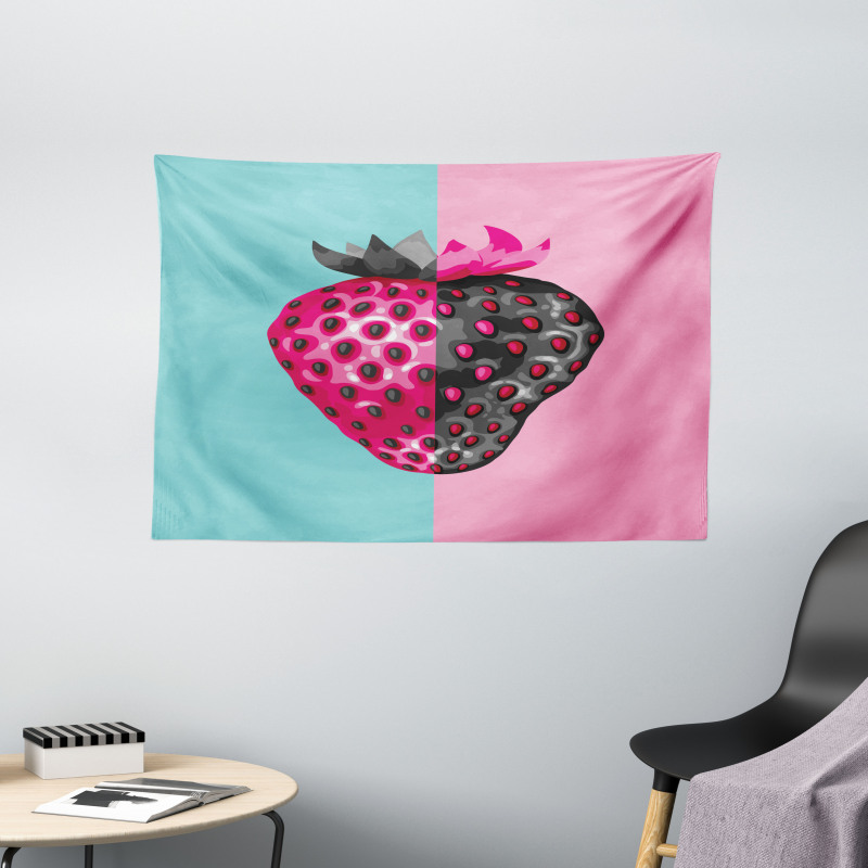 Abstract Strawberry Motif Wide Tapestry