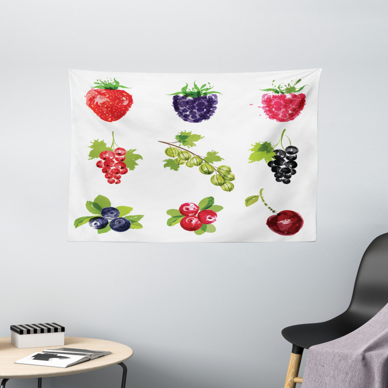 Composition of Berries Wide Tapestry