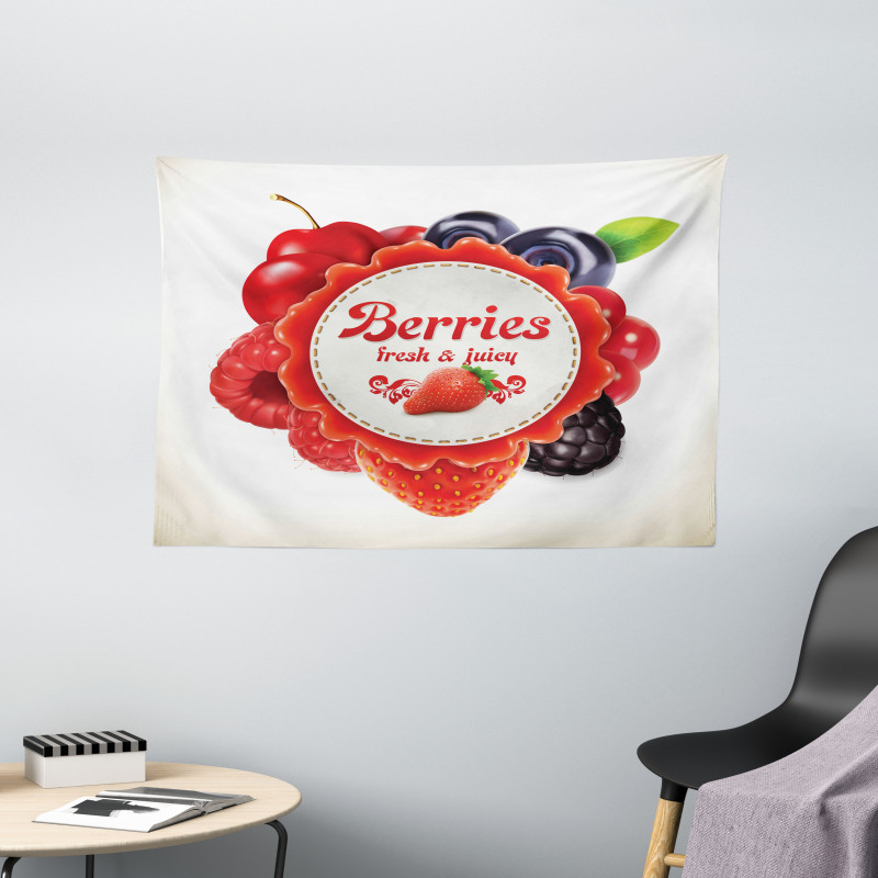 Colorful Berry Pattern Wide Tapestry
