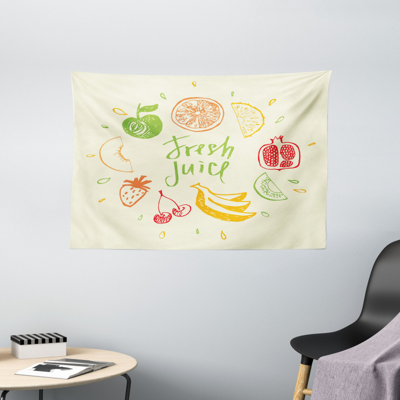 Pomegranate Peach Lime Wide Tapestry