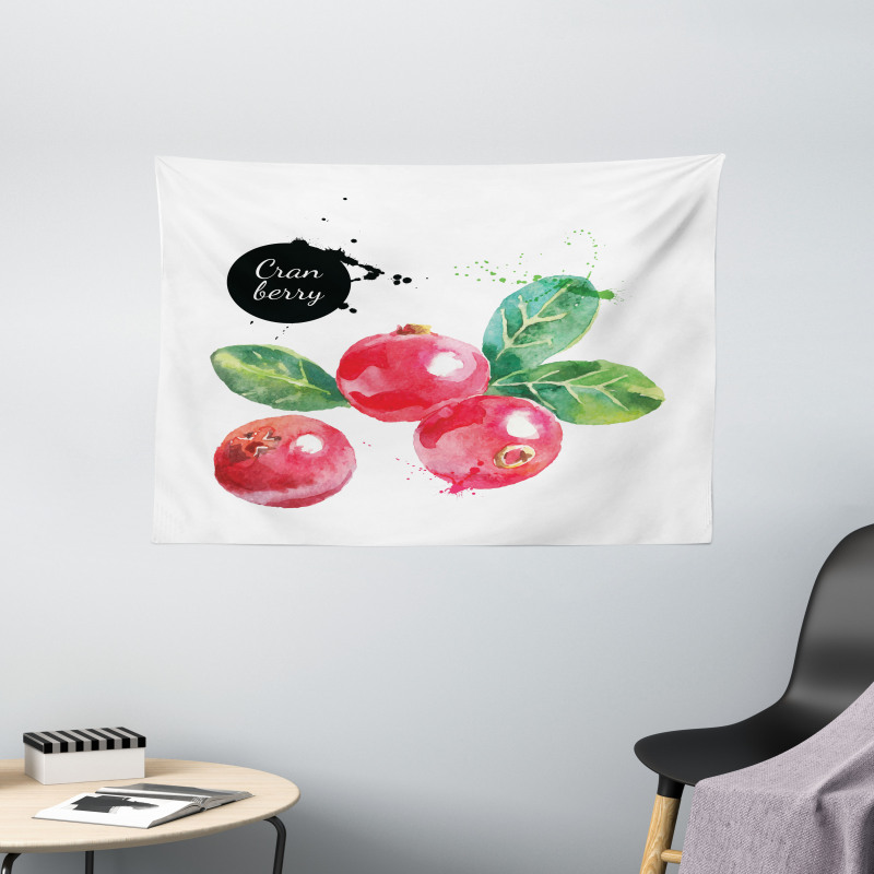 Aquarelle Cranberries Wide Tapestry