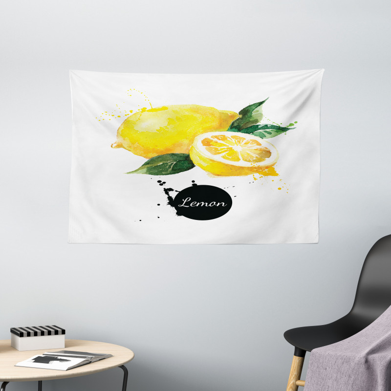 Sour Citrus Lemon Design Wide Tapestry