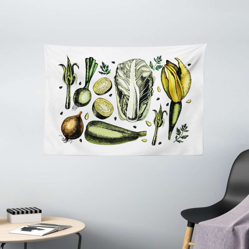 Vegan Diet Theme Wide Tapestry