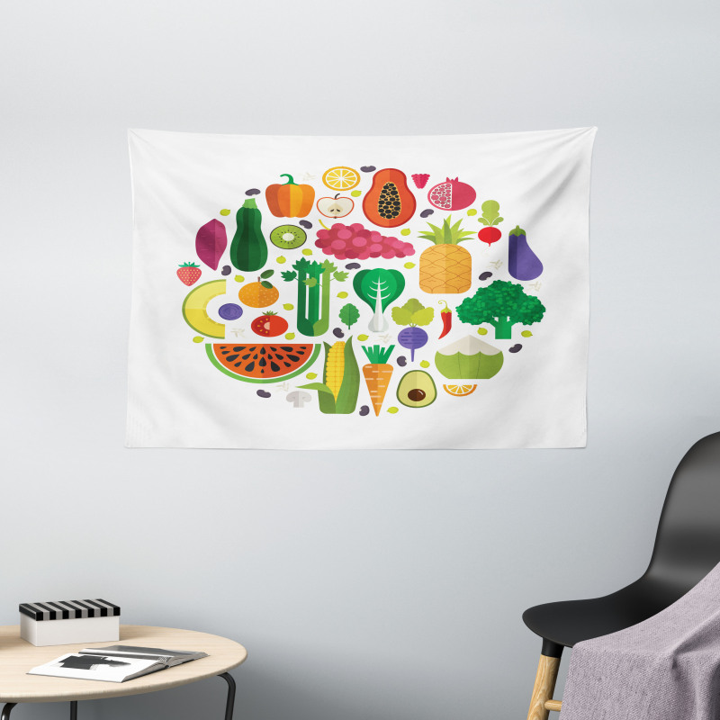 Yummy Food Circle Wide Tapestry
