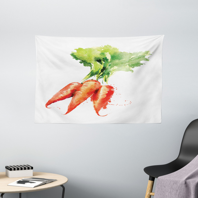Watercolor Carrot Wide Tapestry