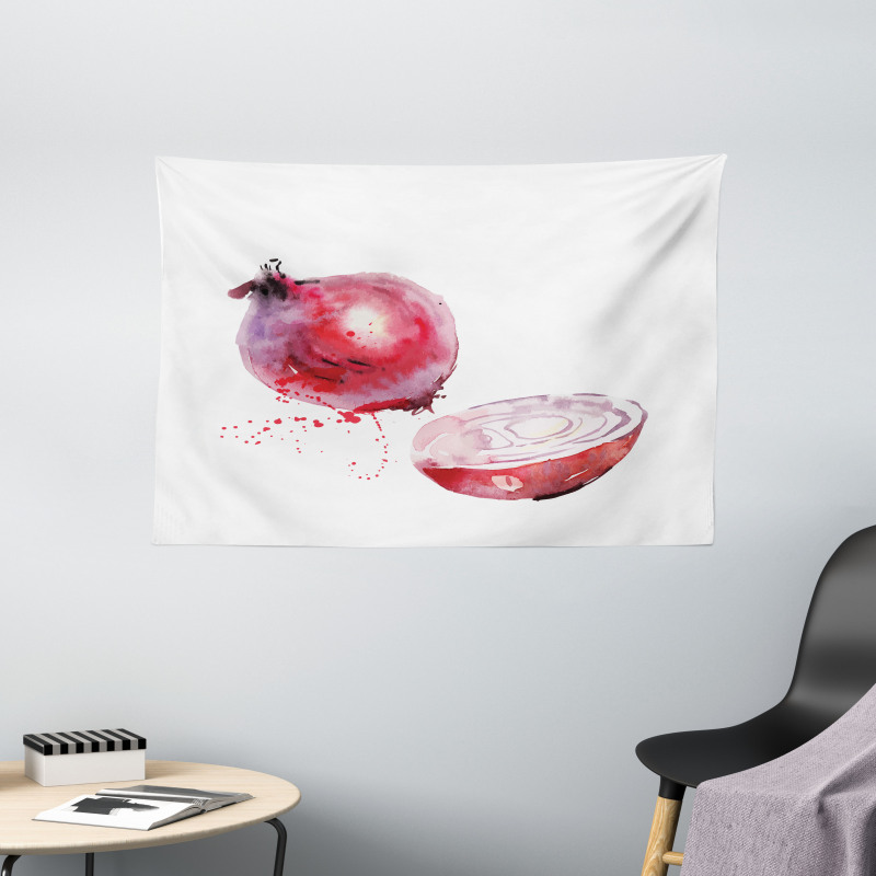 Onion Watercolors Wide Tapestry