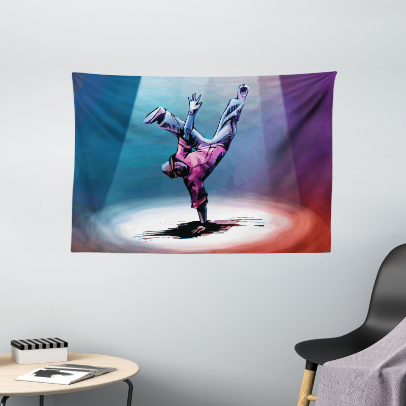 Break Dancer Sketch Wide Tapestry