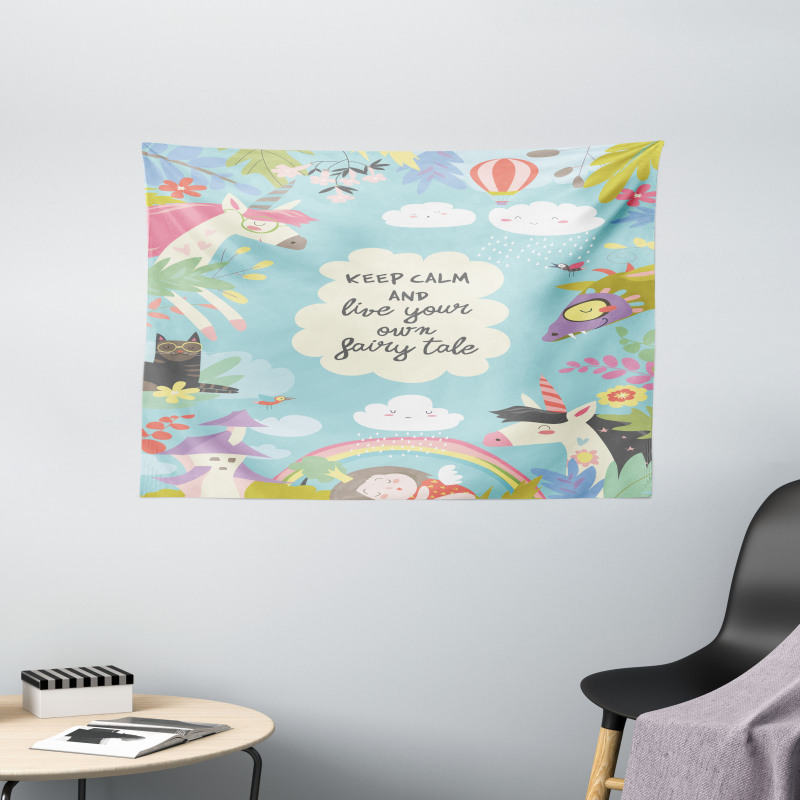 Keep Calm Fairytale Wide Tapestry