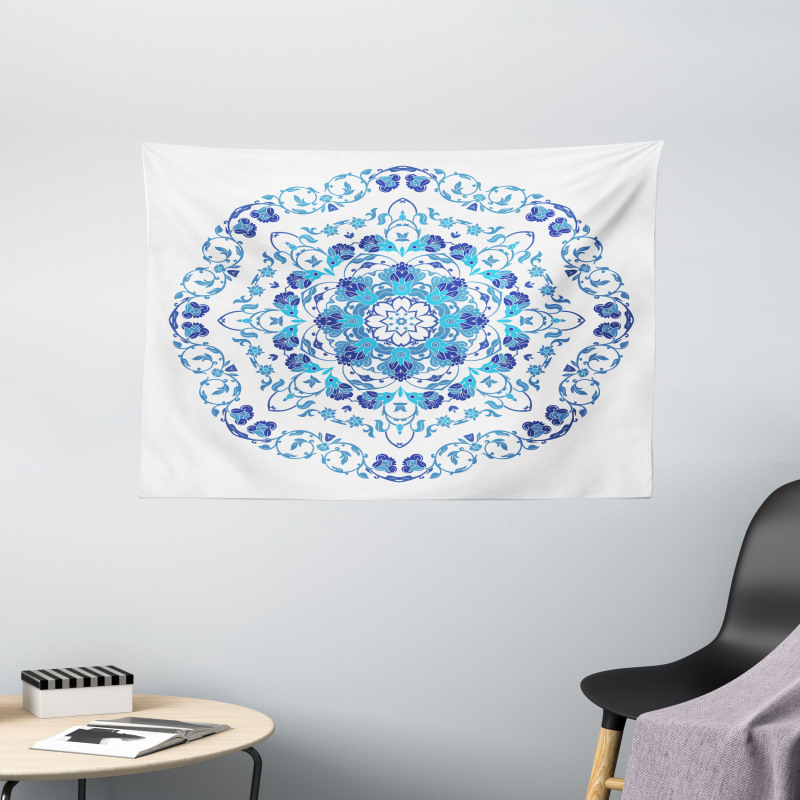 Rich Floral Ornamental Wide Tapestry