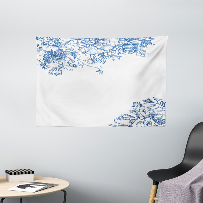 Peony Rose Buds Wide Tapestry