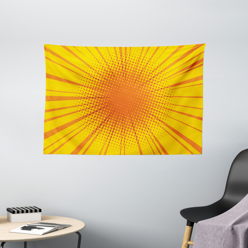 Retro Sun Burst Wide Tapestry