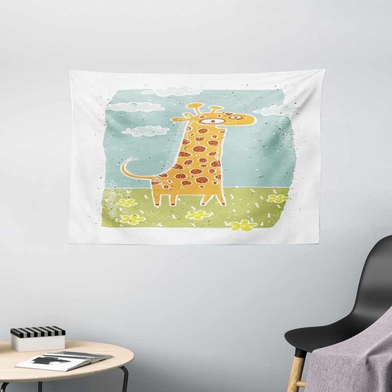 Childish Kids Animal Wide Tapestry