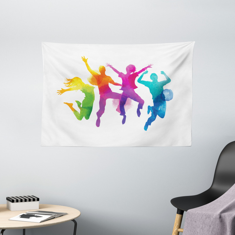 Rainbow Colored Teens Wide Tapestry