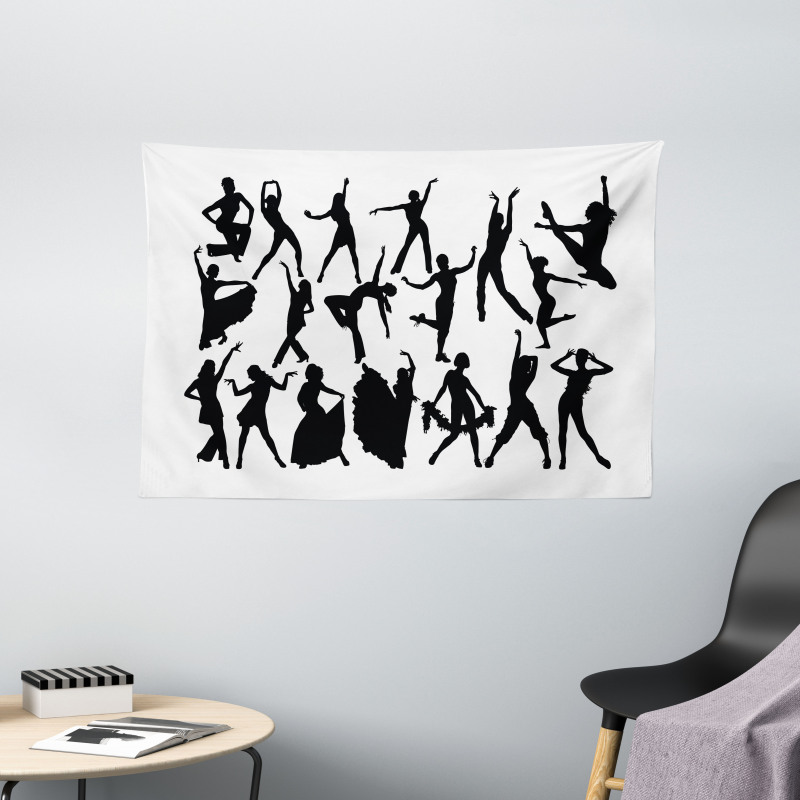 Dancer Silhouettes Wide Tapestry