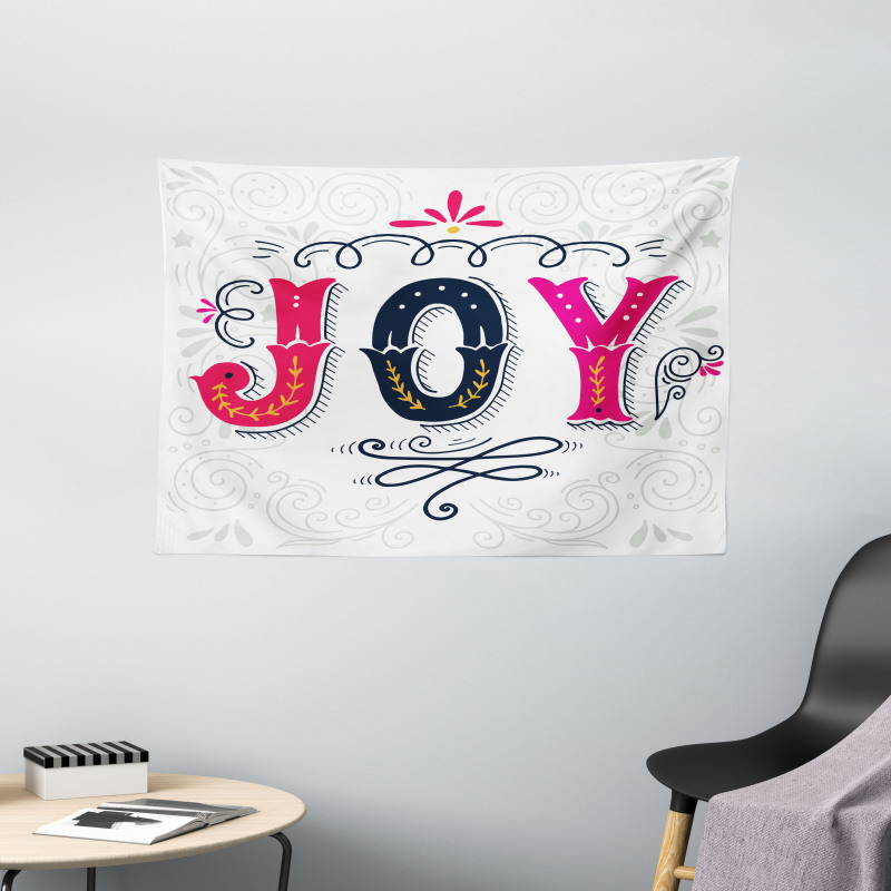 Retro Style Calligraphy Art Wide Tapestry