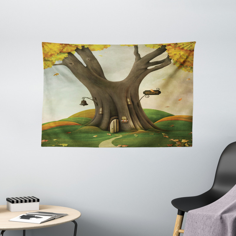 Cosy Tree Tunk Autumn Wide Tapestry