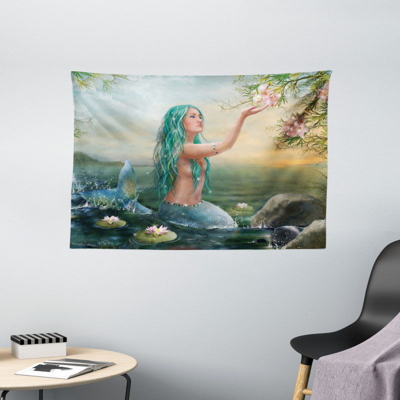 Mermaid and Magnolias Wide Tapestry