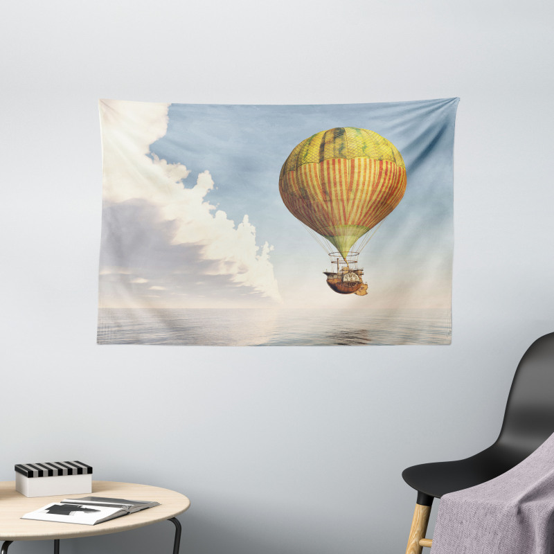 Striped Hot Air Balloon Wide Tapestry