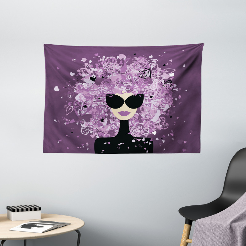 Woman Hearted Hairstyle Wide Tapestry