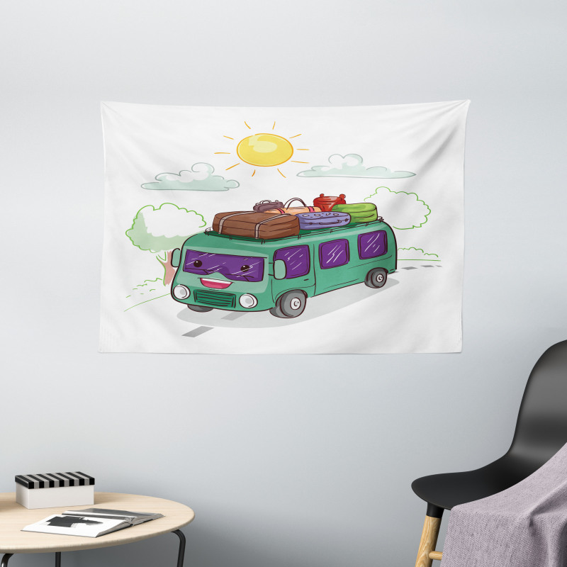 Bus Filled with Luggage Wide Tapestry