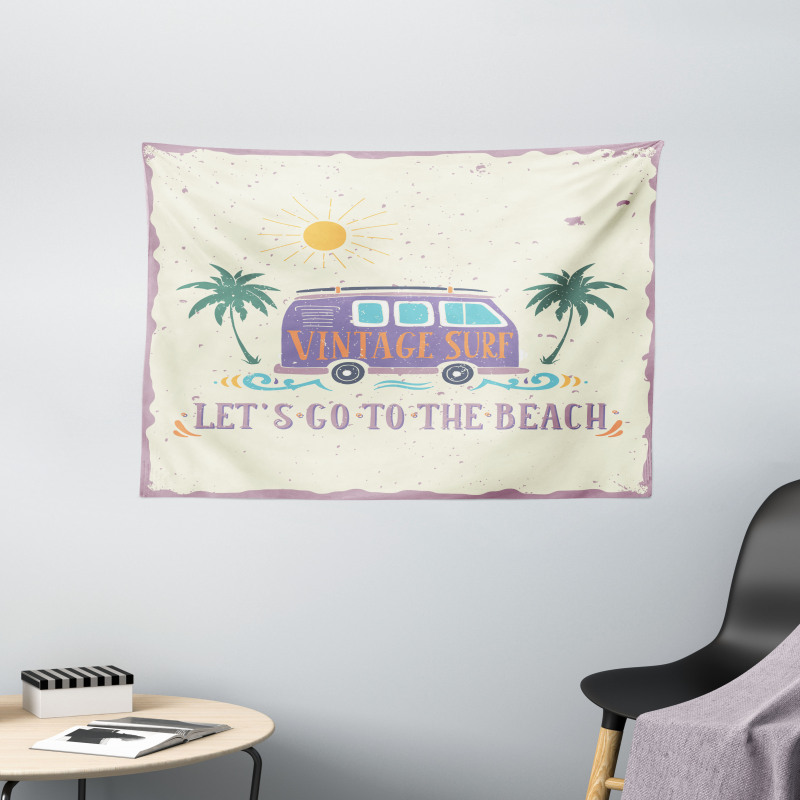 Grunge Beach Words Wide Tapestry