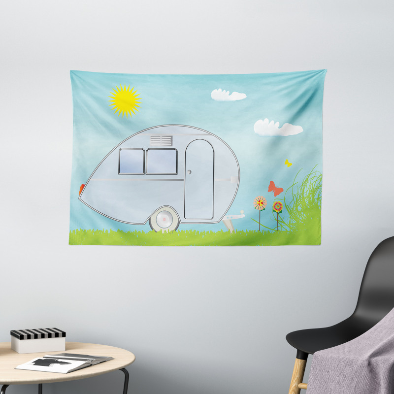 Summer Vacation Theme Wide Tapestry