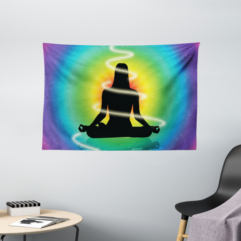 Concentric Rainbow Color Wide Tapestry