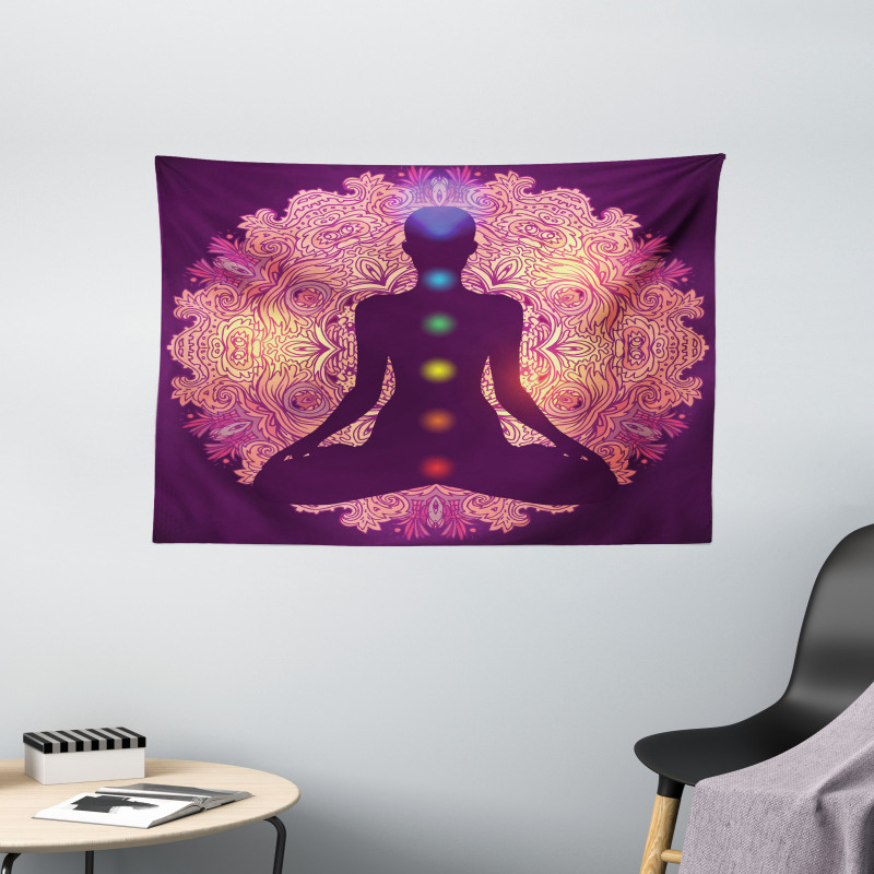 Psychedelic Mandala Wide Tapestry