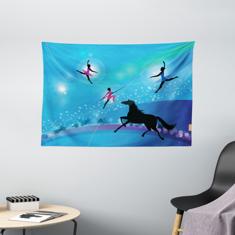 Trapeze Artists Horse Wide Tapestry