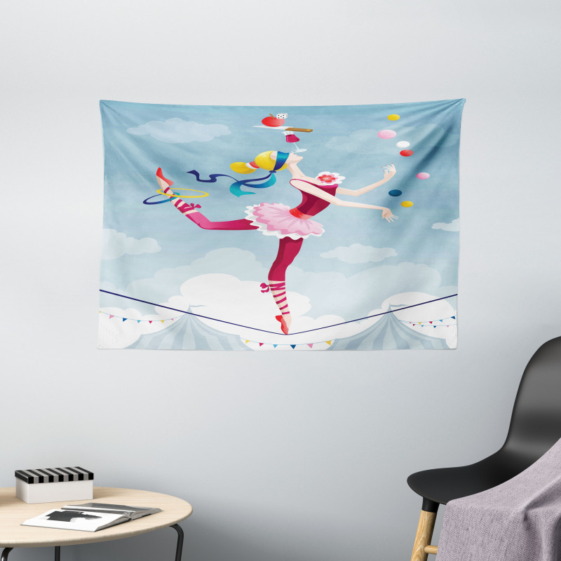 Juggler Woman Trapeze Wide Tapestry